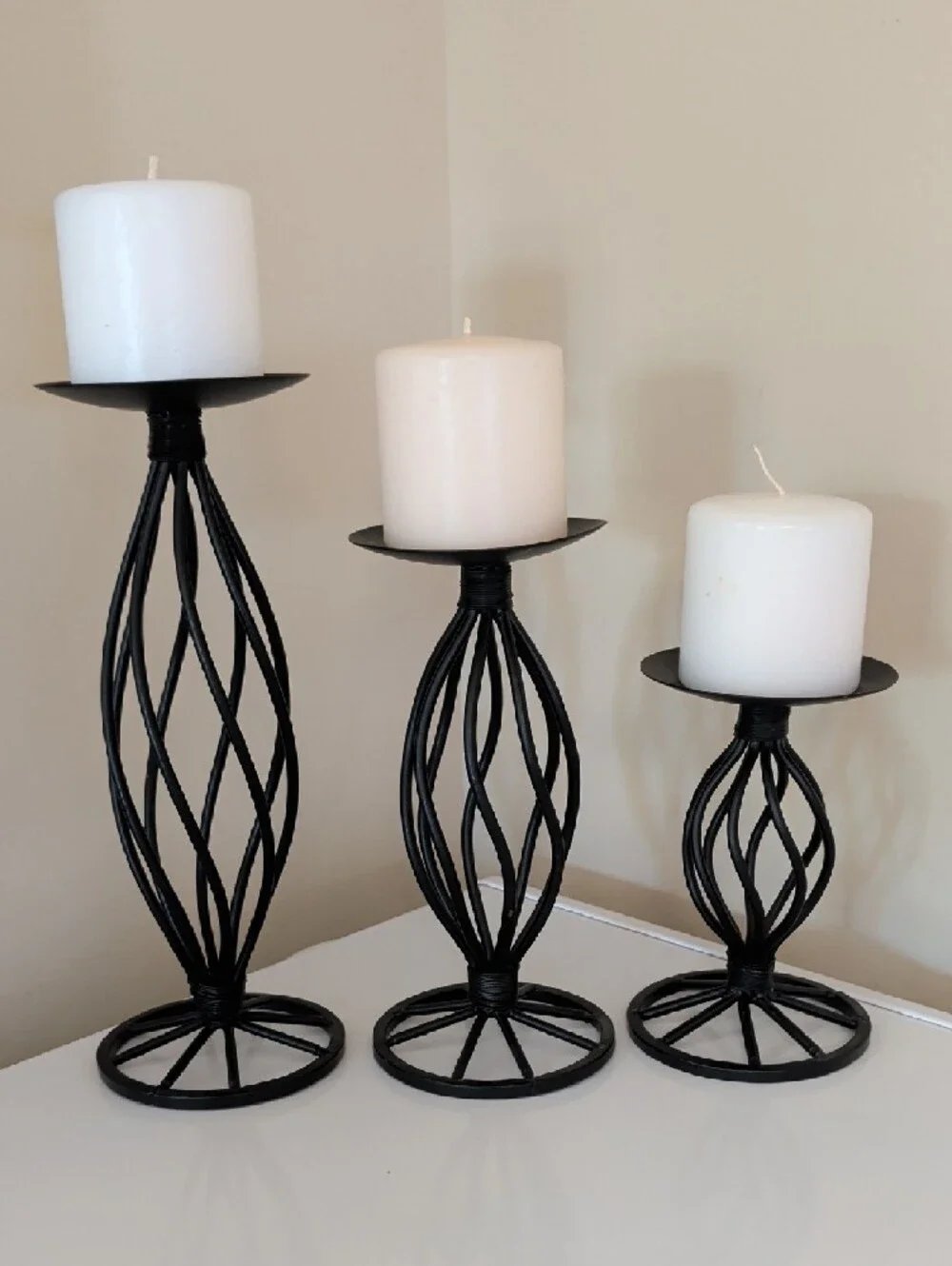 Black Metal Twisted Candle Holders Set of 3 | Home Accents Decor